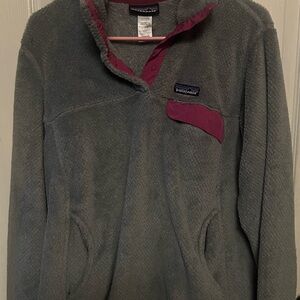 Patagonia Gray Fleece with Purple Trim